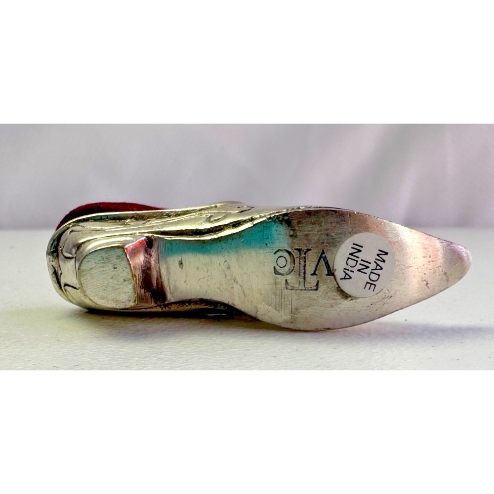 Antique Victorian Womens Shoe Metal Pin Cushion Silver Plate Victoria Trading Co - Picture 6 of 9